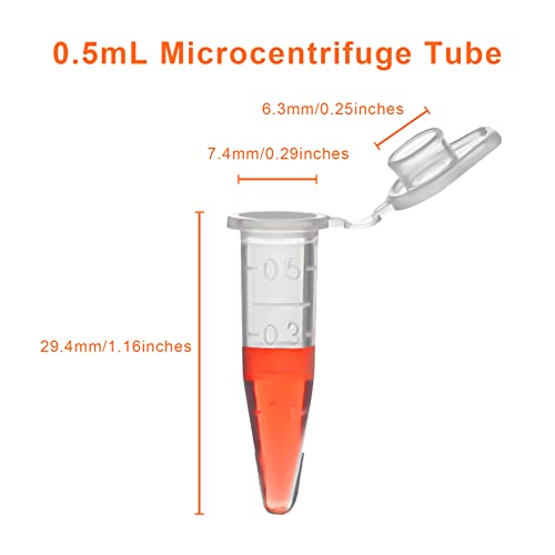 Pekybio 0.5Ml Micro Centrifuge Tubes With Snap Cap Polypropylene Graduated Microcentrifuge Tubes Clear Plastic Test Tube For Lab, Pack Of 500Pcs #TOP4