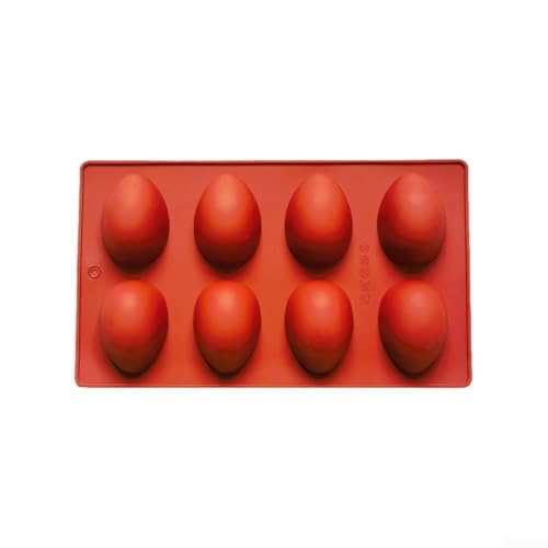 Huevo de Pascua de silicona con 8 cavidades para chocolates, dulces y bombas de baño (rojo)
