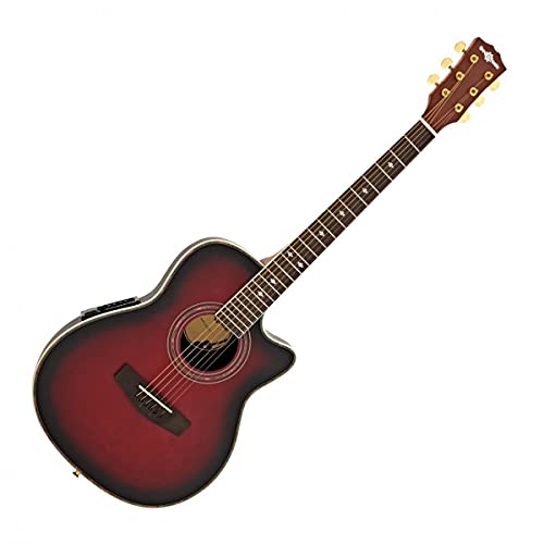 Guitare électro-acoustique Roundback de Gear4music Red avec accessoires - Les Beatles, Paul McCartney, John Lennon, RIngo Starr, George Harrison Guitare électro-acoustique Roundback de Gear4music Red avec accessoires – Image 4