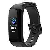 Sportics Fitness and Activity Tracker with Heart Rate, Sleep Monitoring, Body Temperature Monitor, Men Women’s Health Tracking, Smart Fitness Band, Black