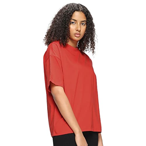 Image of Bewakoof Women's Solid 100% Cotton T-Shirt - Oversized Fit, Round Neck, Half Sleeves