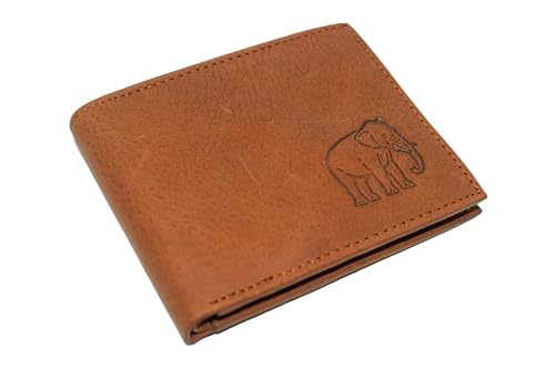 MARSHAL RFID Blocking Elephant Genuine Leather Bifold Trifold Wallet for Men (Bifold)4