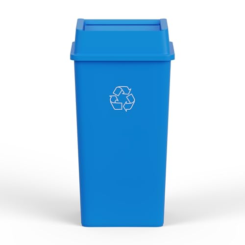 Image of 50 Gallon Blue Square Commercial Trash Garbage Can with Lid | Outdoor Office Restaurant School Kitchen