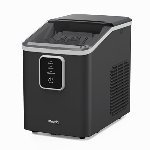 H.Koenig Macchina per il ghiaccio KUB12, 12 kg di cubetti di ghiaccio in 24 ore, 2 dimensioni di cubetti, compatta, silenziosa 1 L, cubetti pronti in 6 minuti, paletta inclusa
