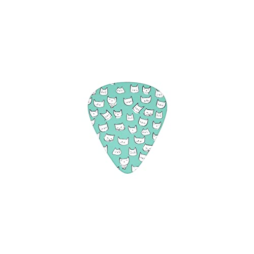 猫の顔 デザインギターピック guitar pick ティアドロップ型 エレキギター/アコースティックギター/クラシックギター/ベース等の練習に最適な12枚セット