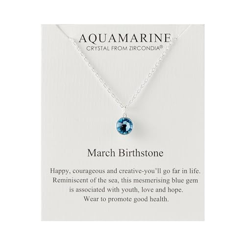 Philip Jones March (Aquamarine) Birthstone Necklace Created with Zircondia Crystals
