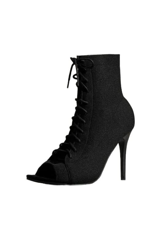 Women Dancing Highheels Shoes Basic Open Toe Lace-Up Front Stiletto Heeled Boots Dance Class High Heels Strip Latin