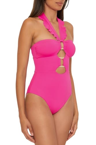 Soluna Swim Women's Standard Buckle Up One Piece Bandeau Swimsuit with Cut Out Neckline and Removable Cups, Bathing Suits2
