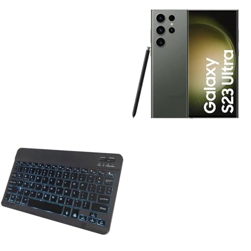 BoxWave Keyboard Compatible with Samsung Galaxy S23 Ultra - SlimKeys Bluetooth Keyboard - with Backlight, Portable Slim LED 7 Colors - Jet Black