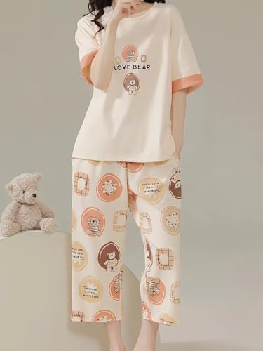 Image of Louis Luxe Womens Korean Night Dress || Full Pyjama Set || Korean Nightsuit || Women Nightwear ||Round Neck Full Sleeve Nightsuit || Loungewear || Everyday Nightdress (ND-17)