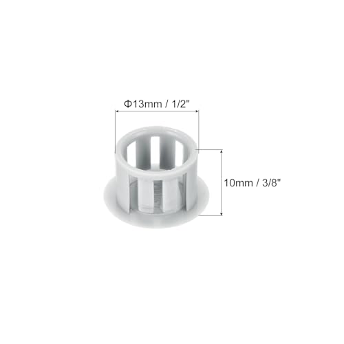 Image of MECCANIXITY 64PCS 13mm(1 /2 inch) Light Gray Plastic Hole Plugs, Flush Type Panel Hole Plugs Insert End Caps for Locking Hole Tubes Furniture Cabinet