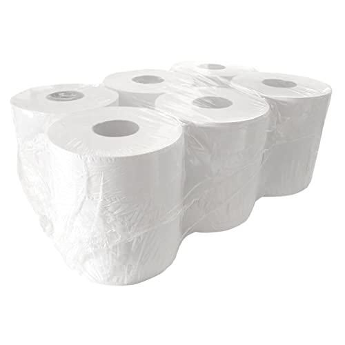 IDEAL 365, White Paper Rolls 6 x 2 Ply Embossed Paper Centre Feed Roll Towels White