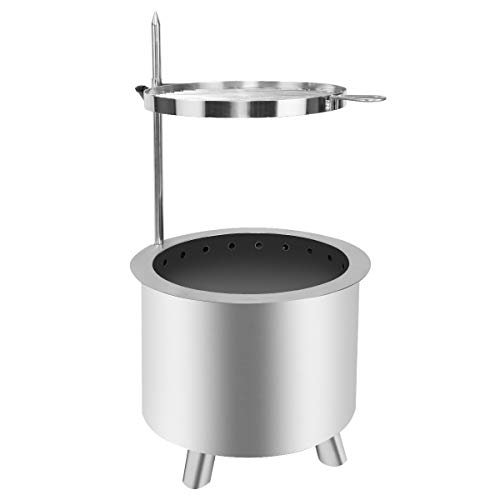 Stanbroil 18“ Stainess Steel Patio Wood Burning Fire Pit with Detachable Fire Pit Grill Cooking Grate Set for Backyards and Camping Park Grill BBQ