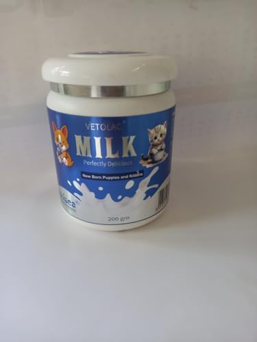 Image of Vet O LAC Milk 200g Powder (Pack of 1) Weaning & Growth Formula for Newborn Puppies & Kittens | Puppy Milk Replacer + Growth Support | Enriched with Probiotics, Vitamins, Minerals