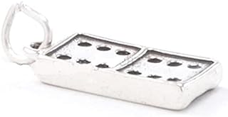 DOMINO Game Fun DOUBLE SIX Dominoes 925 Charm Pendant .925 STERLING SILVER