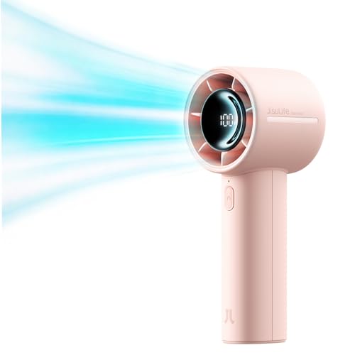 Image of JISULIFE Handheld Turbo Fan Life10s, 5000mAh Rechargeable Portable Fans,Up to 28 Hours Working,5 Speed Strong Wind,Personal Mini Fan for Travel Outdoor Camping Beach Makeup(pink)