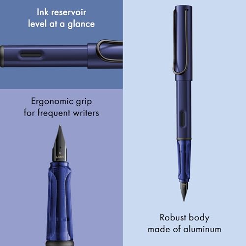 Image of LAMY AL-star dark dusk - Fountain Pen with ergonomic grip & polished steel nib in size F - lightweight aluminum body - including LAMY T 10 blue cartridge - Right-Handed