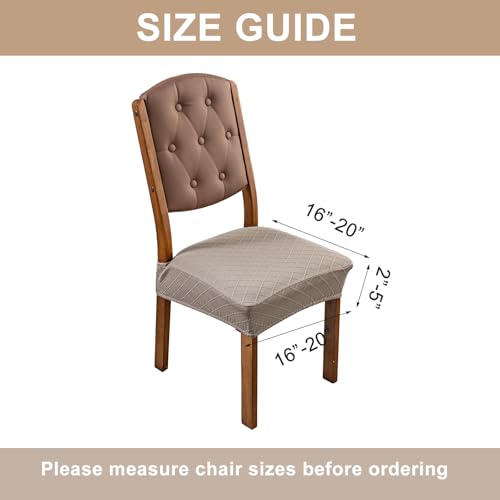 Image of Genina Waterproof Seat Covers for Dining Room Chair Covers,No Rear Covers | Set of 6,Simple Installation,Jacquard Removable Machine Washable Kitchen Chair Seat Slipcovers,Pet Hair And Stain Protection