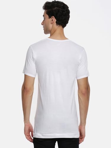 Image of RAMRAJ COTTON Men's White Round Neck Half Sleeve Cotton Innervest Undershirt /Banian /Vest|Skin Friendly Comfortable Fabric