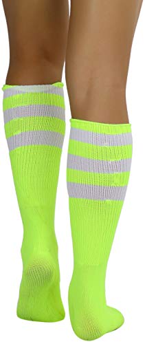 Image of ToBeInStyle Women's Premium Below Knee Athletic Socks w /Contrasting Wide Stripes