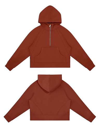 THE GYM PEOPLE Womens' Hoodies Half Zip Fleece Crop Pullover Sweatshirts - image 5