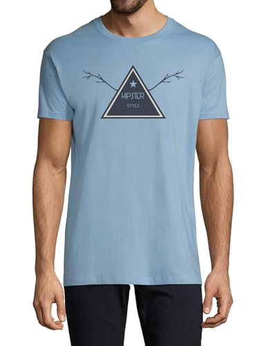 T-shirt coton homme bleu clair à col rond et coupe élégante hipster style