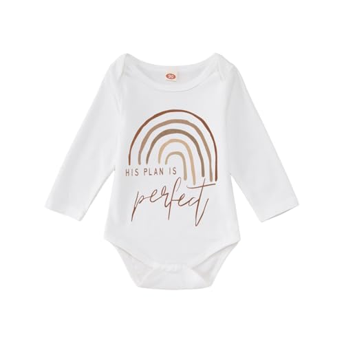 Image of CM C&M WODRO Newborn Baby Boy Girl Bodysuit Answered Prayer Rainbow Onesie Romper Jumpsuit Long Sleeve Infant Outfit Clothes