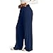 Shusuen Women Wide Leg Pants High Waisted Drawstring Workout Sweatpants Winter Sweatpants Outdoor Joggers Trouser with Pockets（Navy,Medium）