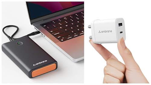 Image of Ambrane 100W Fast Charging Powerbank for MacBook, Type C Laptop & Mobile Charging, 25,000mAh Battery with 30w Gan Charger