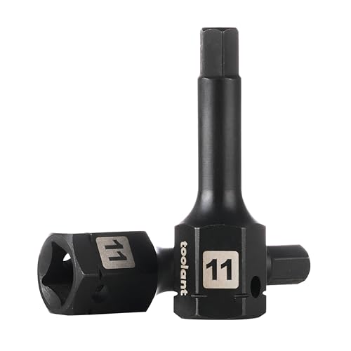 Image of toolant 1 /2 inch drive 11mm impact hex bit socket set 2PCS, Hex Drive, S2 Steel Air Drive Allen Socket set,Impact Grade,Anti-Roll Design
