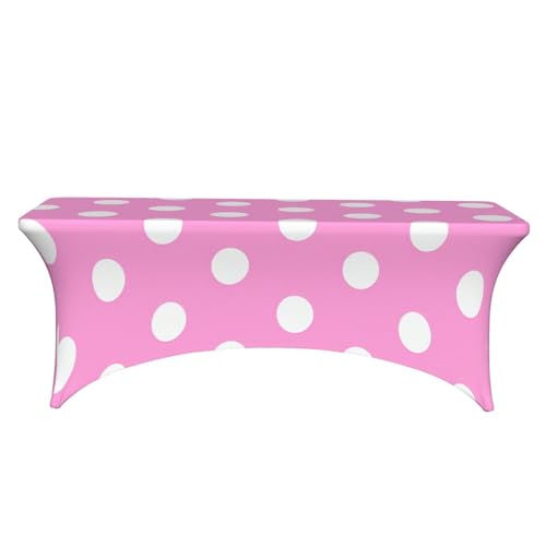 Nappe extensible anti-vent élasthanne pois roses table rectangle - 3