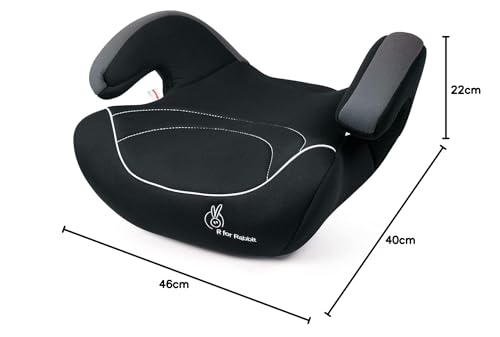 Image of R for Rabbit Little Jack Elite Booster Car Seat for Kids, Extra Comfortable Height Booster Seat with Washable Cover for Age 3 to 12 Years Toddlers, Child (Black Grey)
