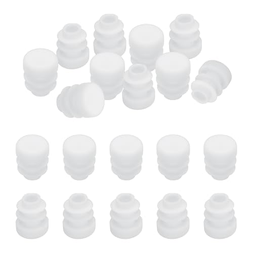 Image of PATIKIL 1 /2 inch Plastic Tubing End Caps, 20Pcs Round Hole Plug Insert for Round Iron Pipe Chair Leg Table Bookshelves Patio Furniture, White