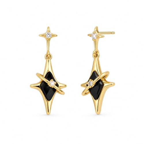 Sonateomber Gold Star Black Y2K Gothic Punk Drop Dangle Earrings for Women