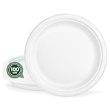 Horeca Collection MAXI PRODUCTS - 100 Unidades - Platos Caña de Azúcar -Plato Llano Redondo -Plato Compostable - Plato Reciclabe - 22 cm - RESISTENCIA TÉRMICA