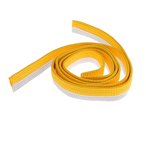Cinturón de fieltro de algodón para artes marciales, 220 cm, color blanco y amarillo