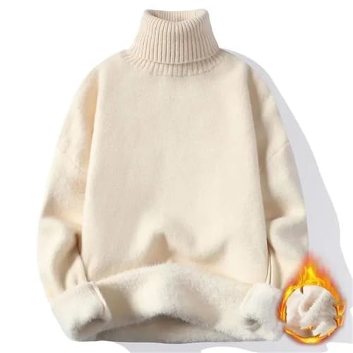 Men’s Autumn-Winter Fleece Knit High Neck Sweater Pullover Warm Loose Harajuku Style Top3