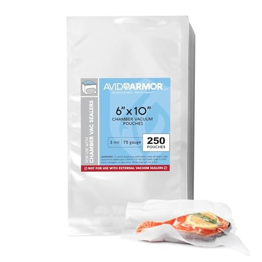Avid Armor Chamber Vacuum Sealer Bags – Heavy Duty, BPA-Free, Pre-Cut Chamber Vacuum Bags for Food Preservation, Freezer Storage, Sous Vide and more, 250/Pack (6x10) – Multi-Use Vacuum Bags