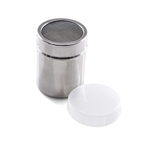 MOLUCKFU Stainless Steel Seasoning Shaker Chocolate Shaker Pepper Sugar Powder Cocoa Flour Cooking Tools Size Medium Air-tight Lid Easy Cleaning for Kitchen Random