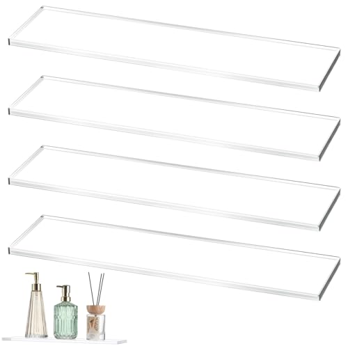 Leinuosen 4 Pcs Medicine Shelves 13.75 Inch Acrylic Medicine Cabinet Replacement Shelves Suitable for Bathroom Living Room Kitchen Wall Mounted and Hanging Cabinet