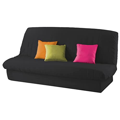 Housse Clic-Clac Matelassée Dos Nu Noire 140x200