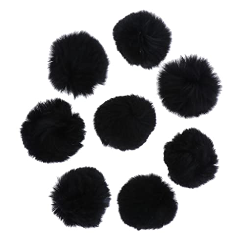 Perfeclan 8pcs Pompons Moelleux en Fausse Fourrure Pompons Colorés Mini Boules pour Bricolage Artisanat - Noir Cover
