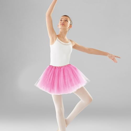 Tütü Damen,Tütü Rock Pink Tutu Skirt,Rosa Tüllrock Erwachsene Ballerina Kostüm,Mädchen 80er Jahre Karneval Tüll Petticoat,Kurz Puffy Ballett Tänze Röcke,für Kinder Frauen Herren Fasching Party Outfit
