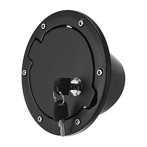 ACROPIX Fuel Filler Locking Door Gas Tank Cap Cover for Jeep Wrangler JK with Keys – Pack of 1 Black