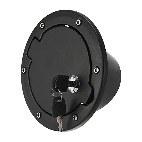 ACROPIX Fuel Filler Locking Door Gas Tank Cap Cover for Jeep Wrangler JK with Keys - Pack of 1 Black