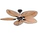 LLCOP Ventilateur de Plafond de 52 Pouces avec télécommande, lumière de Ventilateur de Paume avec 5 Lames de Feuille, Ventilateur de Plafond rétro avec décoration sans Lampe