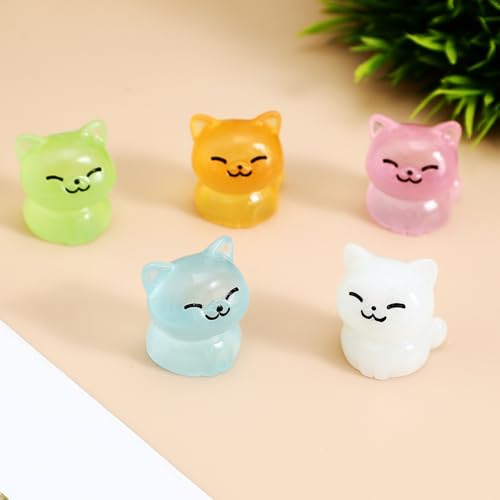 ERINGOGO 20 Peças Estatuetas Luminosas De Mini Gato Pequenos Gatinhos De Resina Brilham No Estátuas