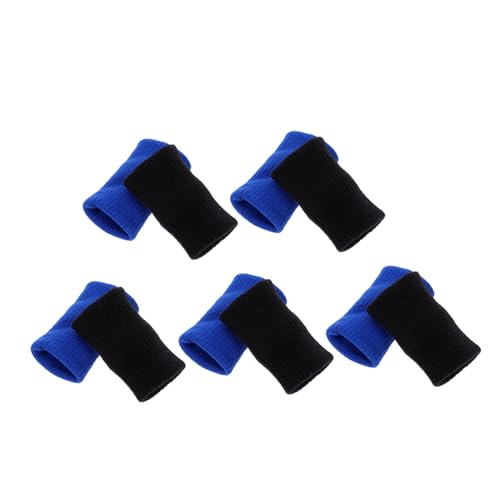 COLLBATH 10Pcs Nylon Finger Protectors for Athletes Elastic Breathable Finger Covers for Volleyball Basketball Tennis Comfortable Sports Sleeves Black Blue