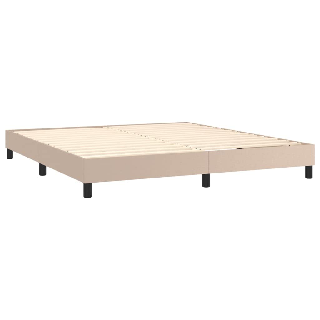 Skóra ekologiczna z regulowanym zagłówkiem Cappuccino 180x200 cm Brąz | Łóżko kontynentalne 180x200 z materacem sprężynowym i LED cappuccino do sypialni z zagłówkiem