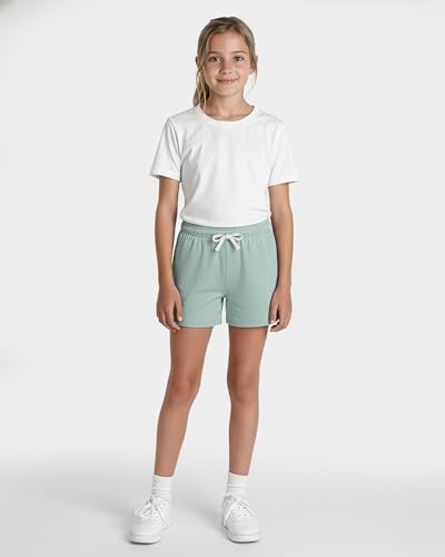 Image of Real Essentials 4 Pack: Girls French Terry Lounge Shorts - Ultra Soft Pull-On Gym, Camp, Sports & Everyday Shorts